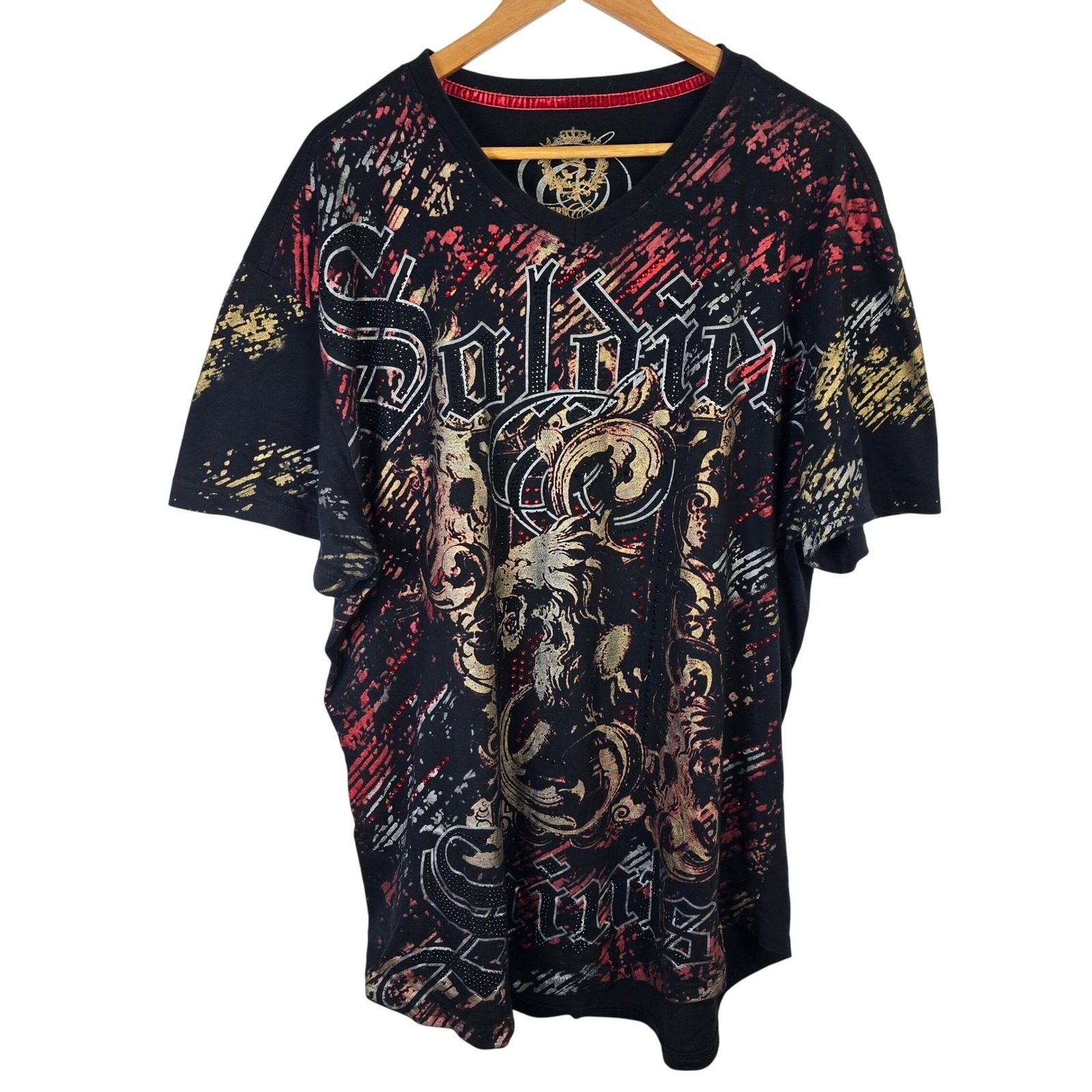 Soldiers & Saints 3xl T Shirt Rhinestone Embellished Graphic Print Menswear
